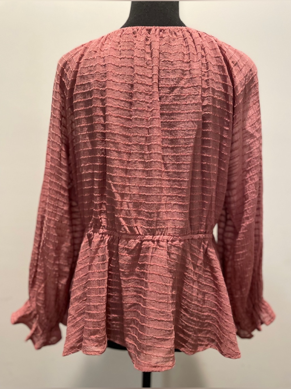 Cupshe Plunging Blouson Sleeve Blouse Size L Dusty Rose Babydoll Coquette Edgy - Picture 3 of 16